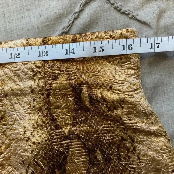 Lafayette 148 New York gold metallic snakeskin skirt wool and silk size 10 - Picture 10 of 11